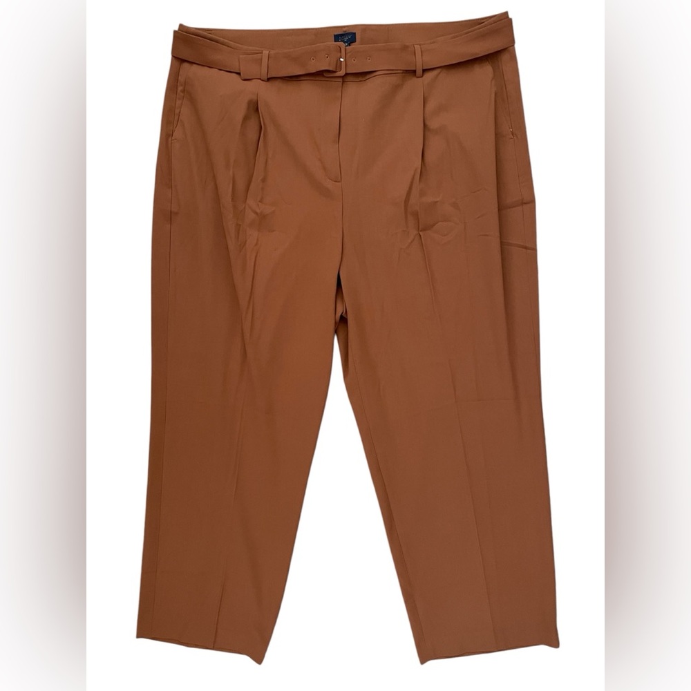 J Crew Factory Belted Straight-Leg Trouser Pant Size 22 in Vintage Brandy - Picture 4 of 13